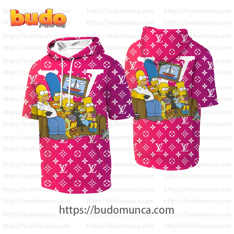 Louis vuitton and the simpsons family movie hooded short sleeve t-shirt gift uninque for kid man women